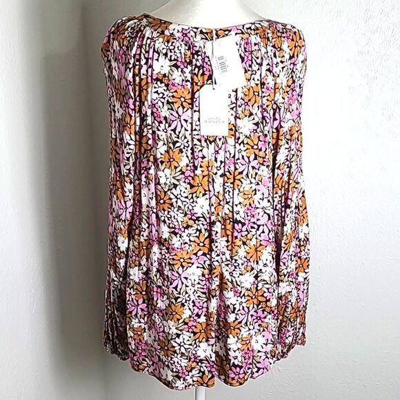 Emily Wonder Fall Bouquet Top, Pink, White, Rust, Tie & Loophole, Size 1X, NWT - Picture 7 of 12